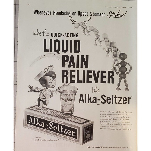 1959 Alka-Seltzer Tablets Print Advertisement - Picture 1 of 1